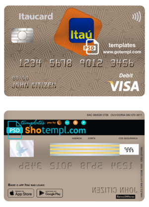 Romania ProCredit Bank visa electron credit card template in PSD format, fully editable