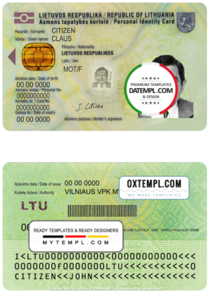 Lithuania ID template in PSD format, fully editable, with all fonts