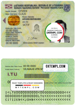 Lithuania ID template in PSD format, fully editable, with all fonts