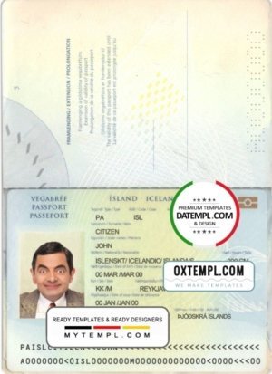 Cameroon passport template in PSD format, version 2