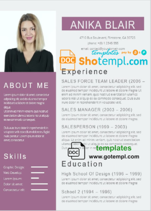 Professional and modern CV template in WORD format.