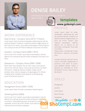 Creative and Professional Resume template in WORD format