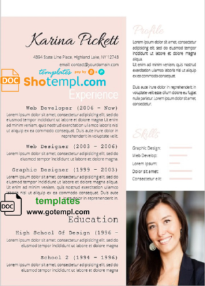 Modern and Professional Resume template in WORD format