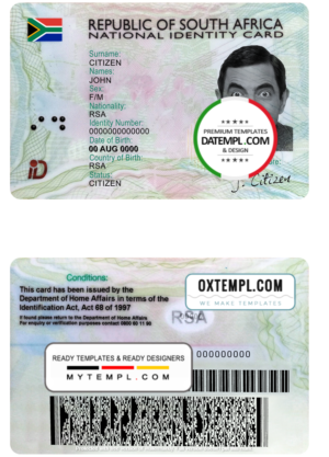 South Africa ID template in PSD format, fully editable (2013 – present)