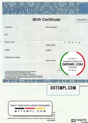 Australia Western Australia birth certificate template in Word format, version 2