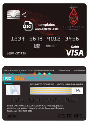 Azerbaijan Access Bank mastercard debit card template in PSD format, fully editable