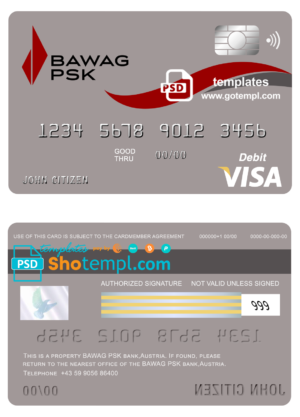 Argentina Bank of the Province of Buenos Aires mastercard template in PSD format