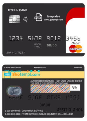 # blackistic universal multipurpose bank mastercard debit credit card template in PSD format, fully editable