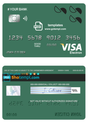 creations line universal multipurpose bank visa electron credit card template in PSD format, fully editable