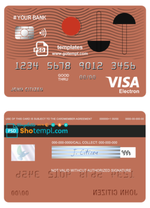 culture abstract universal multipurpose bank visa electron credit card template in PSD format, fully editable