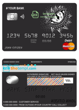 dragonella universal multipurpose bank mastercard debit credit card template in PSD format, fully editable