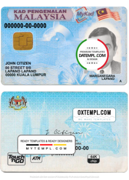 Malaysia ID template in PSD format, fully editable