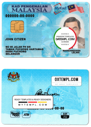 Malaysia ID template in PSD format, fully editable (2018 – present)