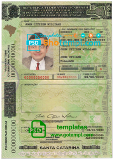 Brazil (Santa Catarina) driving license template in PSD format