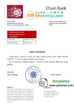 Bangladesh Basic bank statement Word and PDF template, 2 pages