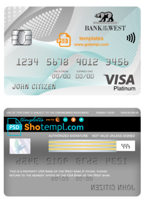 Ireland Ulster Bank Ireland visa card template in PSD format, fully editable
