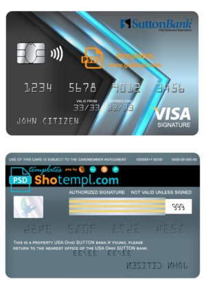 Philippines National Bank (PNB) visa classic card, fully editable template in PSD format