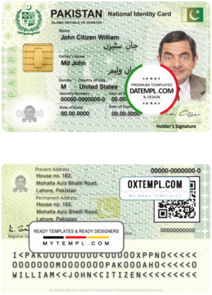 Pakistan ID template in PSD format, fully editable