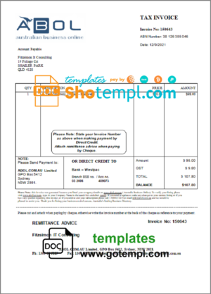 United Kingdom electricity business utility bill, Word and PDF template