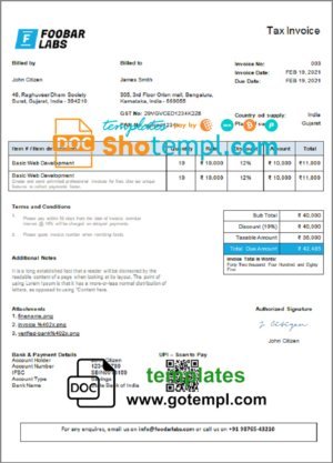# tape capture universal multipurpose invoice template in Word and PDF format, fully editable