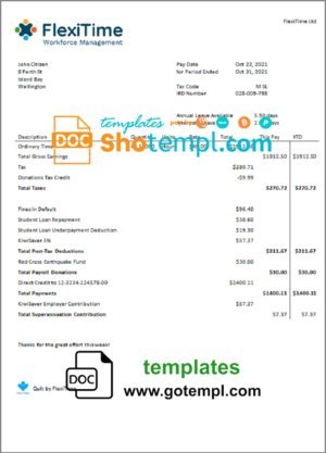 USA FlexiTime workforce management & payroll solutions invoice template in Word and PDF format, fully editable