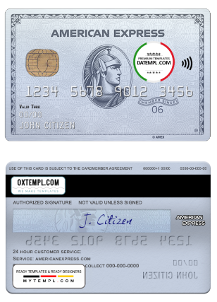 USA Chase bank amex platinum card template