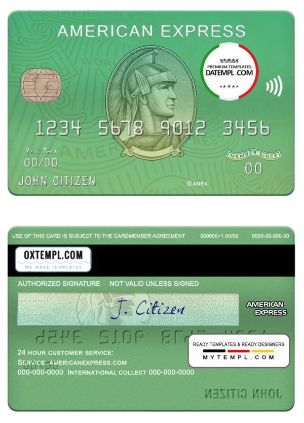 USA Waste Management bank AMEX card template in PSD format, fully editable