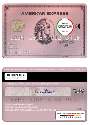 USA Indiana Centier bank AMEX rose gold card template in PSD format, fully editable