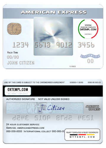 USA New York CFSB bank AMEX everyday® credit card template in PSD format, fully editable