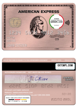 USA University of Southern Indiana bank AMEX rose gold metal card template in PSD format, fully editable