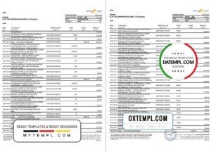 Kyrgyzstan Optima Bank statement template in Word and PDF format