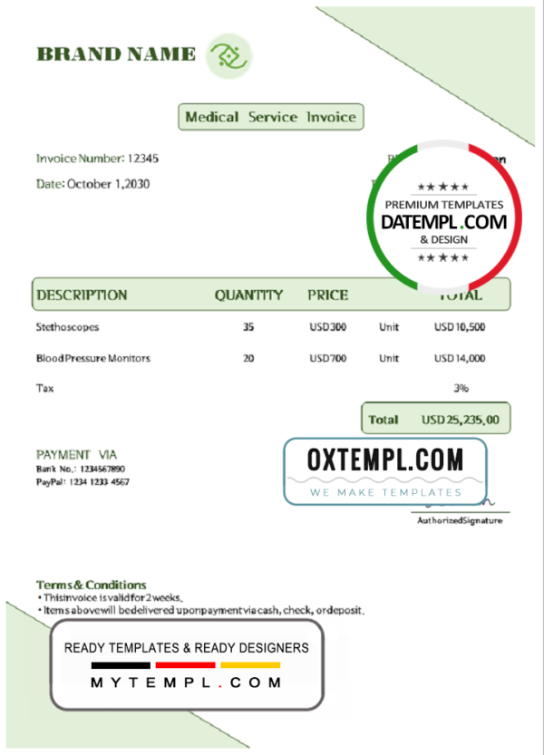 contact eye universal multipurpose invoice template in Word and PDF format, fully editable