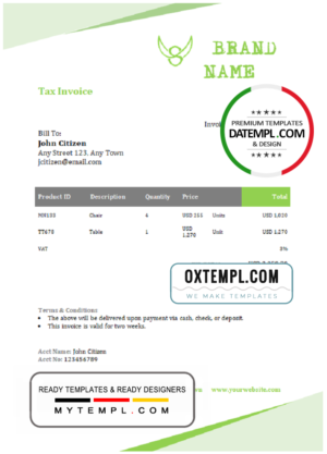 # flawless blend universal multipurpose invoice template in Word and PDF format, fully editable