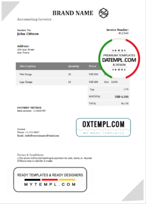 # own embrace universal multipurpose invoice template in Word and PDF format, fully editable