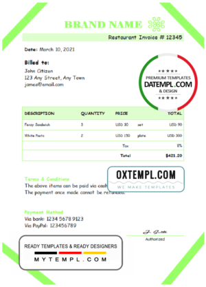 # painter box universal multipurpose invoice template in Word and PDF format, fully editable
