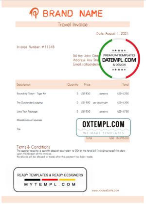 well support universal multipurpose invoice template in Word and PDF format, fully editable