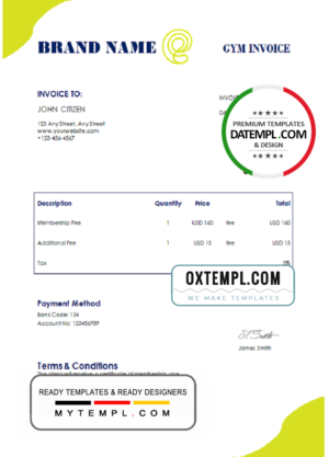 # wide grid universal multipurpose invoice template in Word and PDF format, fully editable