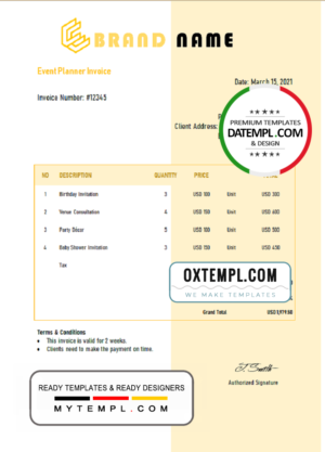 retro frame universal multipurpose invoice template in Word and PDF format, fully editable