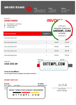 blending tap universal multipurpose invoice template in Word and PDF format, fully editable