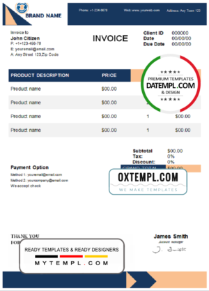 # first catch universal multipurpose invoice template in Word and PDF format, fully editable