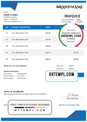 # social affect universal multipurpose invoice template in Word and PDF format, fully editable