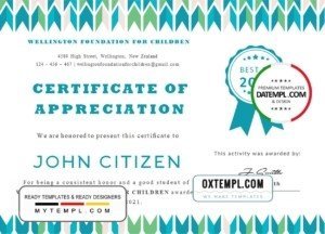 USA Student Appreciation certificate template in Word and PDF format