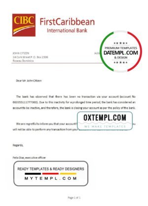 Spain Self Bank bank account closure reference letter template in Word and PDF format