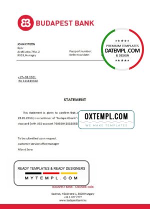 Hungary Budapest bank account closure reference letter template in Word and PDF format