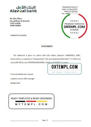 Jordan Bank of Jordan bank account reference letter template in Word and PDF format