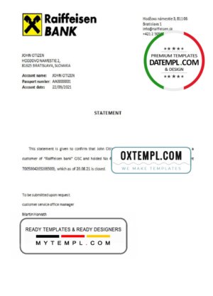 Croatia OTP bank account reference letter template in Word and PDF format