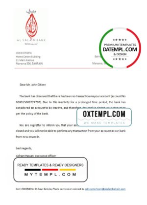 Croatia OTP bank account reference letter template in Word and PDF format