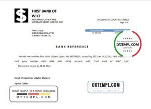 USA First Bank of Wiki bank account closure reference letter template in Word and PDF format