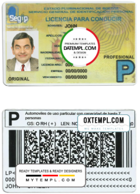 Bolivia driving license template in PSD format, fully editable