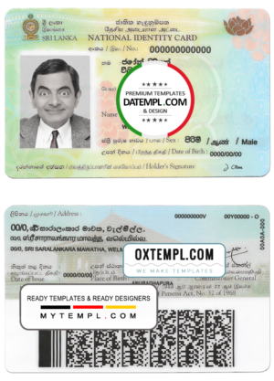 Sri Lanka ID card template in PSD format, fully editable